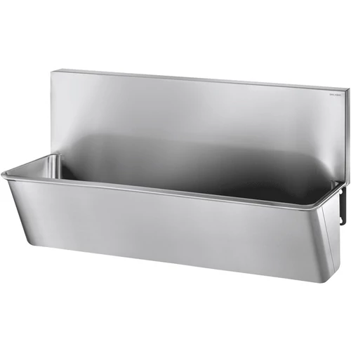 DELABIE sebészi bemosakodó vályú magas hátfallal, csapfurat nélkül, két állásos 1400mm, r.m. acél