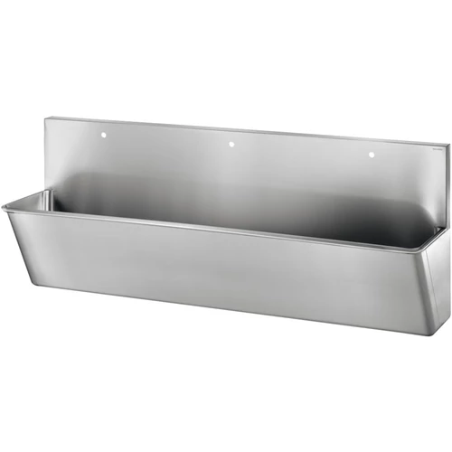 DELABIE sebészi bemosakodó vályú magas hátfallal, kevert vízre 3x1db 22mm csapfurattal, három állásos 2100mm, Hygiene+ dizájn, r.m. acél