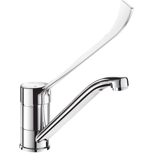 DELABIE orvosi karos álló csap 225mm lengő kifolyóval, hosszú keverőkar L=200mm, H=145mm, 9L/p