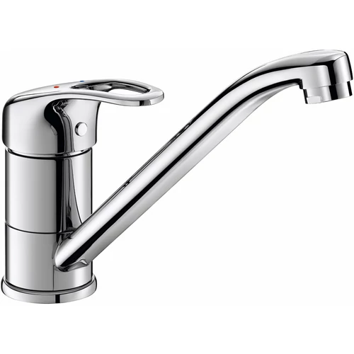 DELABIE álló mosogató csap 225mm lengő kifolyóval, lyukas keverőkarral, H=145mm, 9L/p