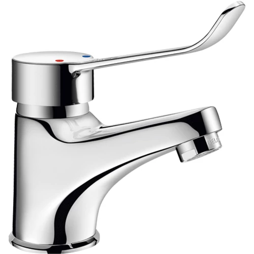 DELABIE orvosi karos álló csap 100mm fix kifolyóval, hosszú keverőkarral, H=60mm, 5L/p