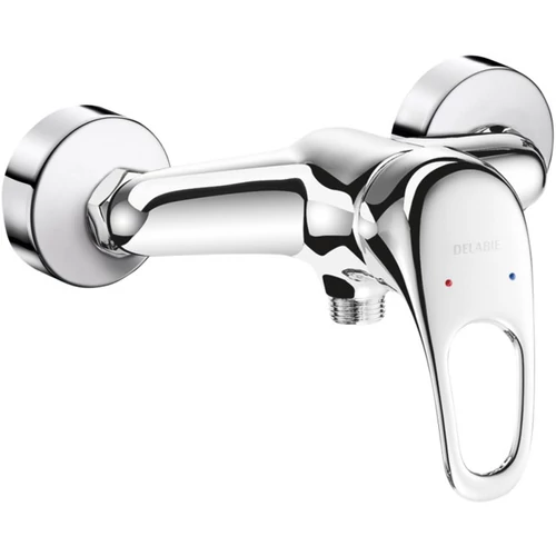 DELABIE SECURITHERM EP nyomáskiegyenlítős forrázásgátló kézi zuhanycsap lyukas karral, falon kívüli vízbekötés, 9L/p