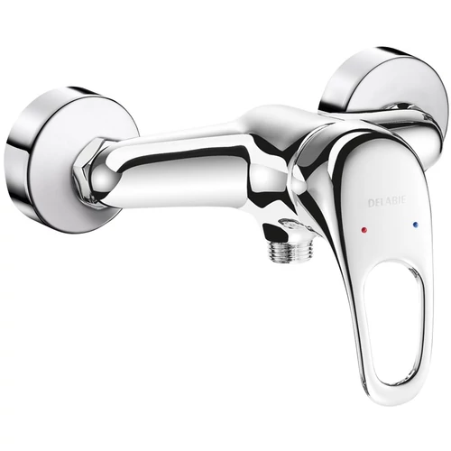 DELABIE kézi keverős zuhanycsap lyukas karral, alsó csonkkal, falon kívüli vízbekötéssel, 9L/p