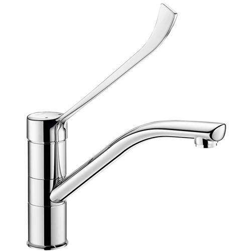 DELABIE orvosi karos álló csap 230mm lengő kifolyóval, hosszú keverőkar L=200mm, H=155mm, 9L/p