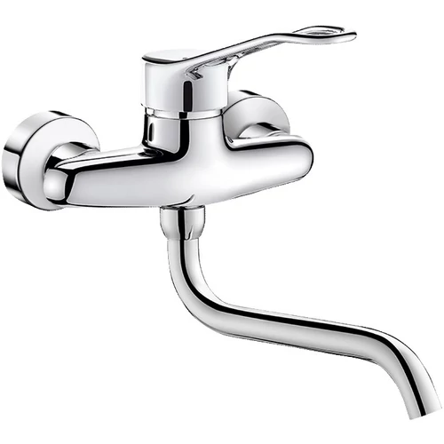 DELABIE fali mosogató csaptelep lyukas keverőkarral, lengő kifolyóval, L=200mm, ipari vízátfolyás, 26L/p