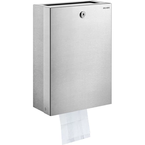 DELABIE kombinált 9L intim hulladékgyűjtő és higiénés tasak adagoló, kulccsal zárható, r.m. acél, selyem matt