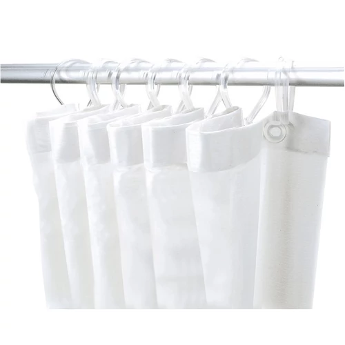 DELABIE PVC zuhanyfüggöny 6db műanyag zuhanykarikával, fehér, 900x1800mm