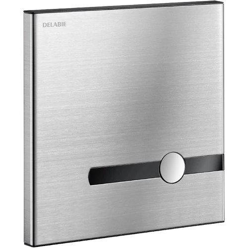 DELABIE TEMPOMATIC Dual Control tartály nélküli automata és nyomógombos WC-öblítő szelep előlap + mágnesszelep + 2db CR123 elem, r.m. acél, selyem, elemes, kit 2/2
