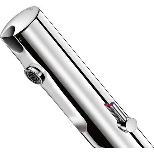 DELABIE TEMPOMATIC MIX 4 álló automata csaptelep lézeres szenzorral, H-M vízre oldalsó keverőkarral, vandálbiztos, hálózati