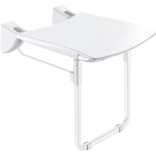 DELABIE Comfort ülőfelületű felhajtható zuhanyülőke lábbal, 420x506mm, fehér r.m. acél vázon