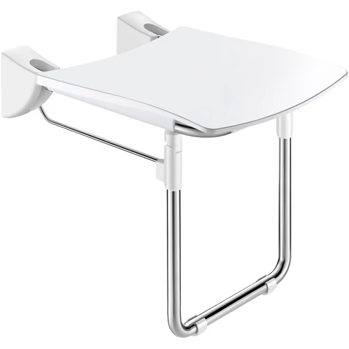 DELABIE Comfort ülőfelületű felhajtható zuhanyülőke lábbal, 420x506mm, UltraSatin selyem r.m. acél vázon