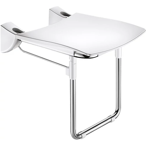 DELABIE Comfort ülőfelületű felhajtható zuhanyülőke lábbal, 420x506mm, UltraPolish fényes r.m. acél vázon