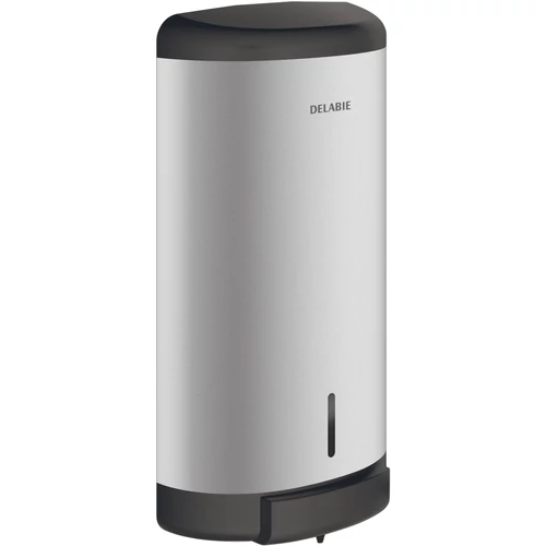 DELABIE nyomógombos tusfürdő adagoló, ívelt, vízzáró és korrózióálló alumínium ház, 1000ml műanyag tartály, selyem