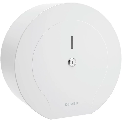 DELABIE ipari extra nagytekercses WC-papír adagoló 400m tekercsekhez, D=310mm, zárható, vandálbiztos r.m. acél ház, fehér