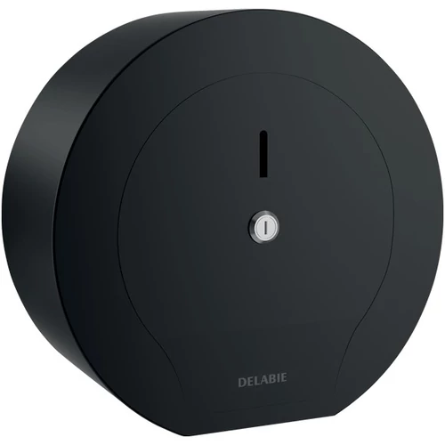 DELABIE ipari nagytekercses WC-papír adagoló 200m tekercsekhez, D=245mm, zárható, vandálbiztos r.m. acél ház, matt fekete
