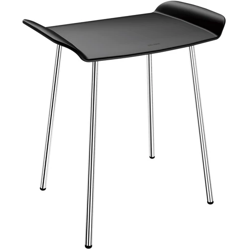 DELABIE Be-line mobil zuhanyszék rozsdamentes acél lábakkal, H=480mm, nagy szilárdságú műanyagból készült 540x360mm matt fekete ülőfelület