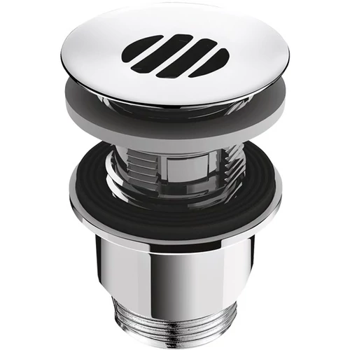 DELABIE HYGIÉNA rácsos fix leeresztő szelep túlfolyó nélküli kerámia és r.m. acél mosdókhoz, H=95mm, konkáv, csavar nélkül, 1-45mm, 5/4"