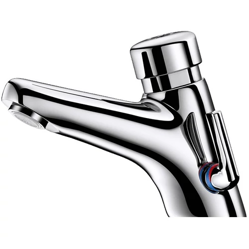 DELABIE TEMPOMIX 2 vandálbiztos álló időzített nyomógombos csaptelep H-M vízre, elzárócsapokkal