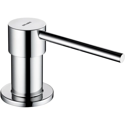 DELABIE mosdópultba süllyesztett, nyomógombos folyékonyszappan adagoló, 40mm vastag pultokig, felülről tölthető CLIP rögzítésű fej, 95mm kifolyó, 1L easy-clip tartály, r.m. acél, fényes