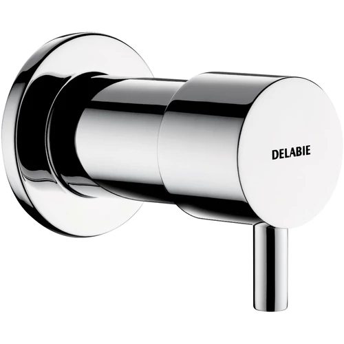 DELABIE beépített, nyomógombos folyékonyszappan adagoló 1.2m tömlővel kannás beadagoláshoz, fal mögötti szervizfolyosós szereléshez, CLIP rögzítésű fej, r.m. acél, fényes