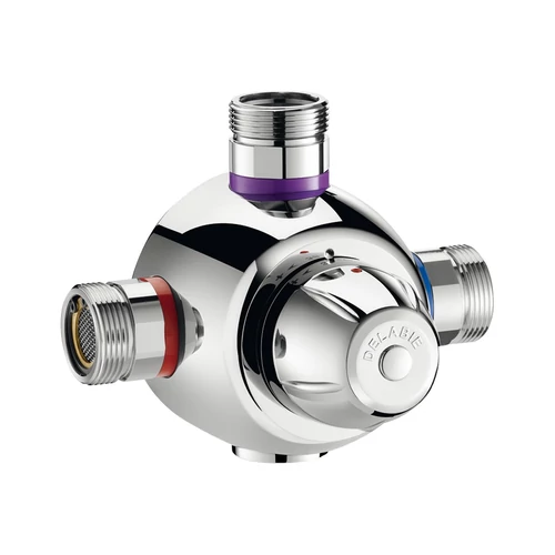 DN32 5/4" csoportos termosztatikus keverőszelep DELABIE Premix Comfort, szűrőkkel és visszacsapó szelepekkel, 32-42°C, 30-110L/p