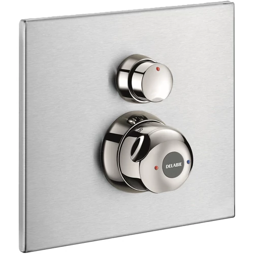 DELABIE SECURITHERM beépített időzített nyomógombos zuhanycsap előlap termosztatikus keverővel, DEL792BOX szerelődobozhoz, H-M vízre, 9L/p, kit 2/2