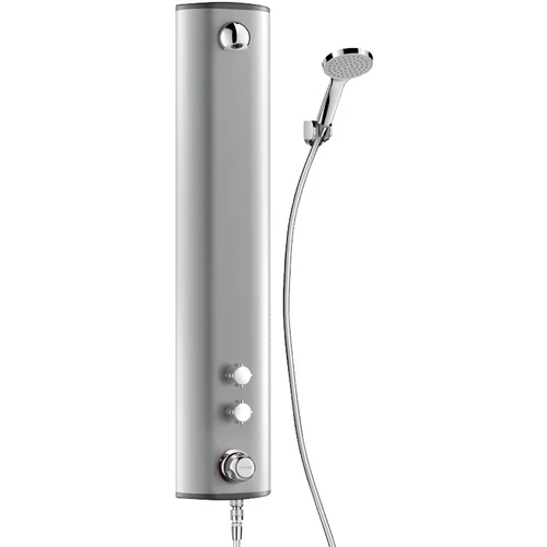 DELABIE SECURITHERM forrázásgátlós dual tekerőfejes zuhanyfal fix fejjel, kézi zuhannyal H-M vízre, alumínium, felső bekötés