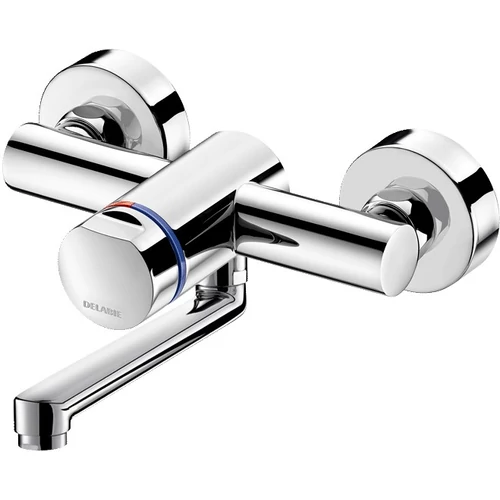 DELABIE TEMPOMIX 3 fali, nyomógombos, fejbenkeverős időzített mosdó csap H-M vízre, lengő kifolyóval