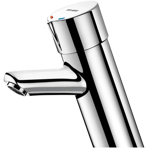 DELABIE TEMPOMIX álló, nyomógombos, fejbenkeverős időzített mosdó csap H-M vízre, elzárócsapokkal