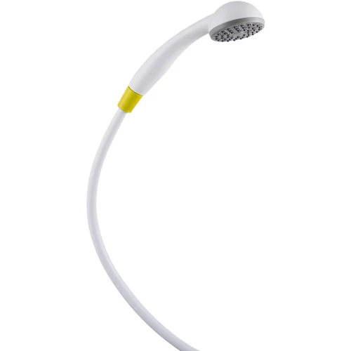 DELABIE eldobható kézizuhany 1,5m PVC flexibilis csővel, D=70mm esőztető fej, sárga, egészségügybe, 1db-os egységár, 25db/karton rendelhető