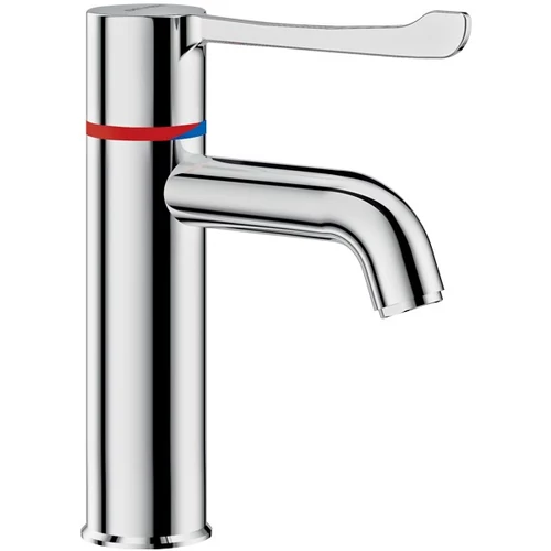 DELABIE SECURITHERM forrázásgátlós álló mosdócsap szekvenciális karral, ívelt kifolyó, H-M víz, H=95mm