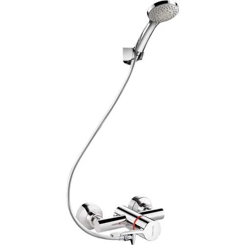 DELABIE SECURITHERM visszacsapószelep mentes zuhanyszett forrázásgátlós szekvenciális karral, fix zuhanyrózsa tartó, önürítő, STOP/CHECK tárcsák