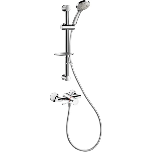 DELABIE SECURITHERM visszacsapószelep mentes zuhanyszett forrázásgátlós szekvenciális karral, zuhanytartó rúd