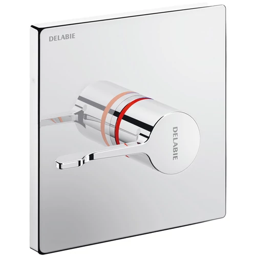 DELABIE SECURITHERM beépített, szekvenciális hosszú keverőkaros zuhany csaptelep előlap falon belüli vízkivezetéssel, visszacsapószelep nélküli, kit 2/2