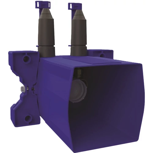 DELABIE beépített, vízzáró BOX termosztatikus, szekvenciális karos zuhanycsapokhoz, falon kívüli, előlapon kilépő kevert víz ágra, 10-120mm előtétfal, min. 83mm süllyesztés, kit 1/2