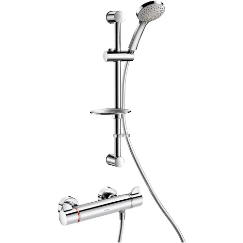 DELABIE SECURITHERM Securitouch falon kívüli forrázásgátlós zuhanyszett, szappantartós rúd, 9L/p zuhany