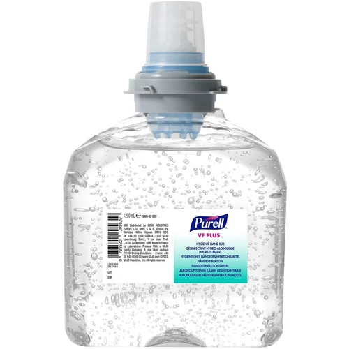 PURELL VF PLUS erős széles hatásspektrumú, erős virucid hatású kézfertőtlenítő gél utántöltő patron, TFX rendszer, 1200 ml