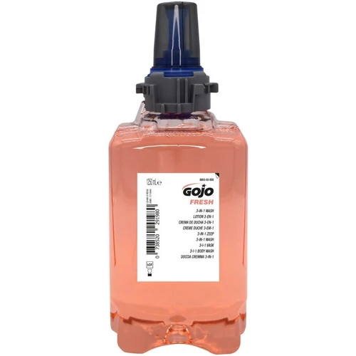 GOJO Fresh 3 az 1-ben tusfürdő, sampon és folyékonyszappan utántöltő patron, gyümölcs illatú, rózsaszín, gél állagú, ADX-12 rendszer, 1250ml