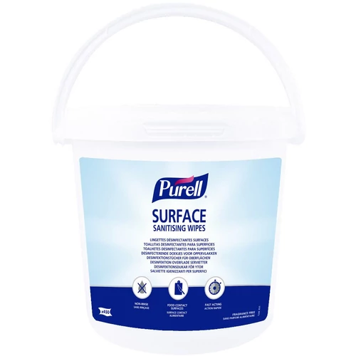 PURELL Surface alkoholos felület fertőtlenítő kendő, vastag, extrán átitatott, 450db-os