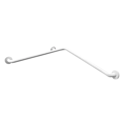 90°-ban hajlított vízszintes sarokkapaszkodó, 700*700 mm-es, 3 ponton rögzített, acél, fehér, takarótárcsával