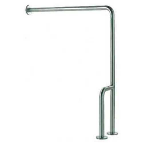 90°-os falra és padlóra rögzített kapaszkodó, fényes, jobbos