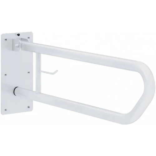 Felhajtható kapaszkodó WC-papír tartóval, fali, acél, fehér, D=32mm, L=600mm