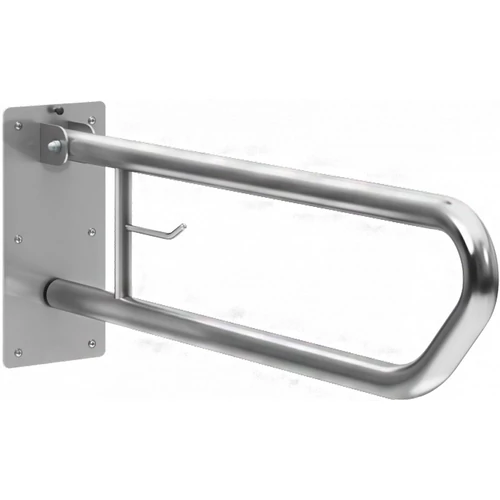 Felhajtható kapaszkodó WC-papír tartóval, fali, r.m. acél, fényes, D=32mm, L=600mm