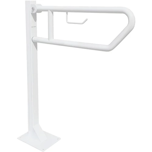 Állványos felhajtható kapaszkodó WC-papír tartóval, acél, fehér, D=32mm, L=700mm