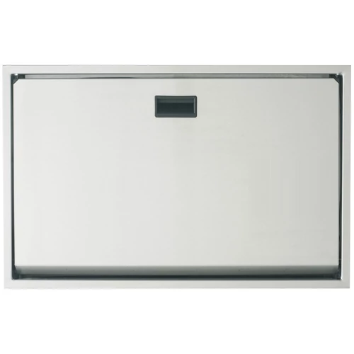 Vandálbiztos beépített lehajtható pelenkázó rozsdamentes acél testtel, ABS belsővel, vízszintes, selyem