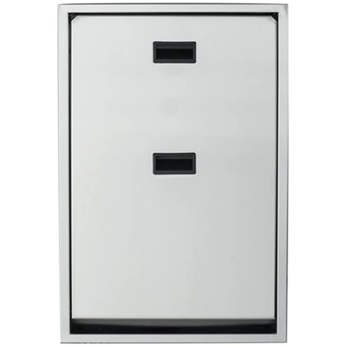 Vandálbiztos beépített lehajtható pelenkázó rozsdamentes acél testtel, ABS belsővel, függőleges, selyem