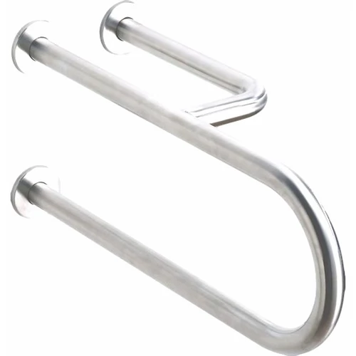 Fix U alakú kapaszkodó, bal oldali megerősítéssel, szemből nézve a WC jobb oldalára kerül, rozsdamentes acél, selyem, takarótárcsával, 600 mm