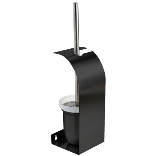 Falra szerelhető WC-kefe tartó, r.m. acél, fekete, INOX