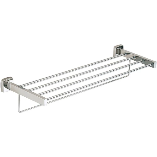 Rácsos törölközőtartó alsó akasztórúddal, 457 mm széles, 210 mm mély, rozsdamentes acél, selyem matt felület, INOX