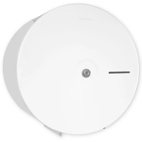 Nagytekercses ipari WC-papír tartó 280mm átmérőjű maxi tekercsekhez, D=322mm, acél, fehér